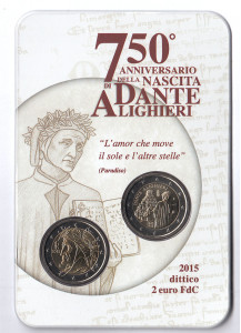 2015 - 2 x 2 Euro ITALIA "750º Nascita di Dante Alighieri" Coincard